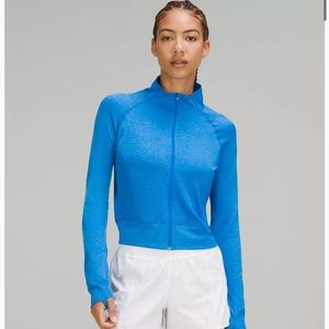 NWT Lululemon Breathable Textured Knit Training Jacket - Poolside Blue Size 8